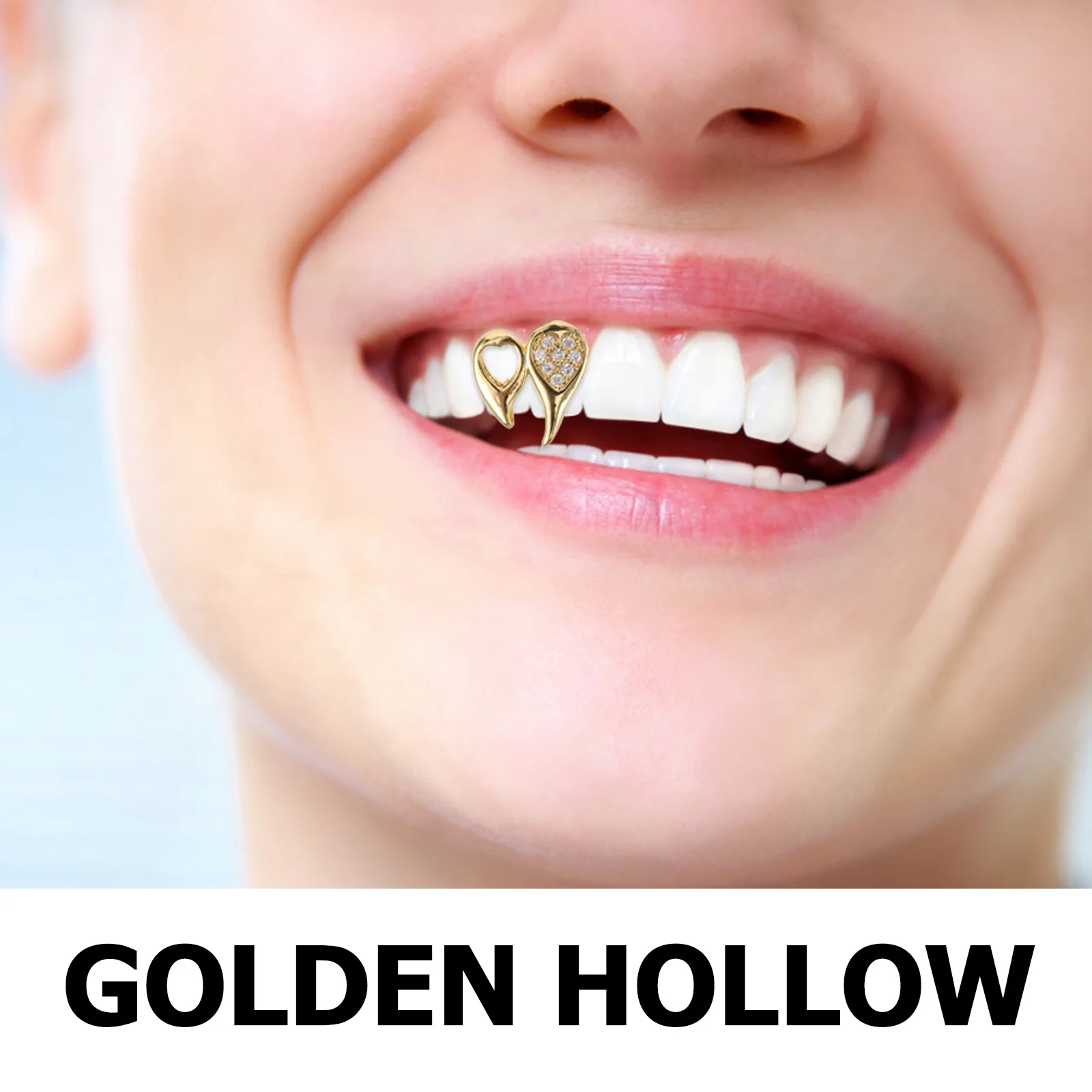 الذهب القلب العلوي الأسنان قبعة شواء معدنية واحدة الأسنان كاب للرجال النساء مريحة تناسب الأسنان وهمية مجوهرات ل تأثيري حفل زفاف