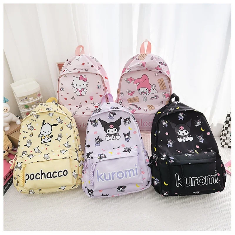 Sac à dos Hello Kitty Sanurgente, sac à dos mignon Kuromi Cinnamoroll, cartable Anime Cartoon, sac à dos de voyage décontracté pour fille