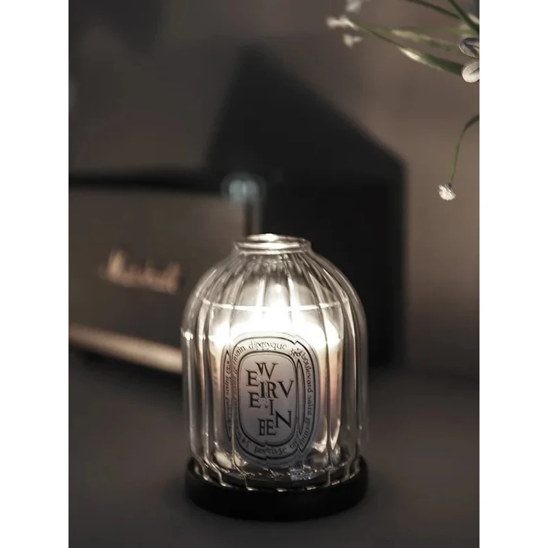Scented Dustproof Windproof Glass Cover Candle Holder Heat-Rnt Home Ornament