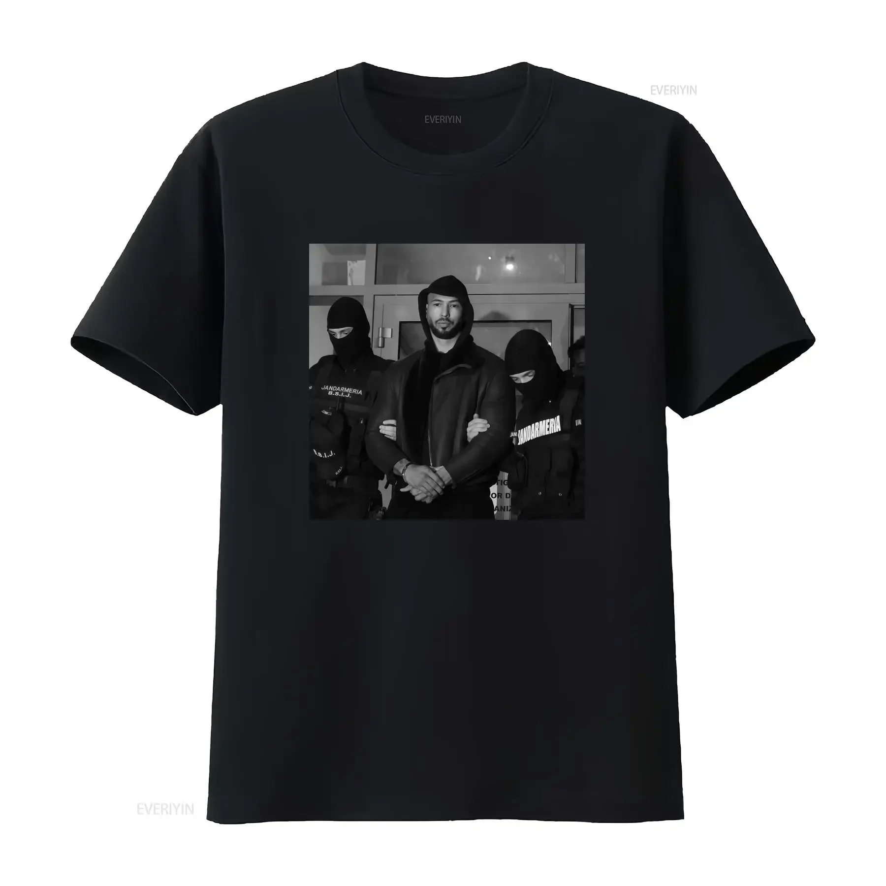 Andrew Tate Arrest Inspired T Shirt Top Design Hooded Style Men's vintage Washed Slightly Casual Breathable Versatile