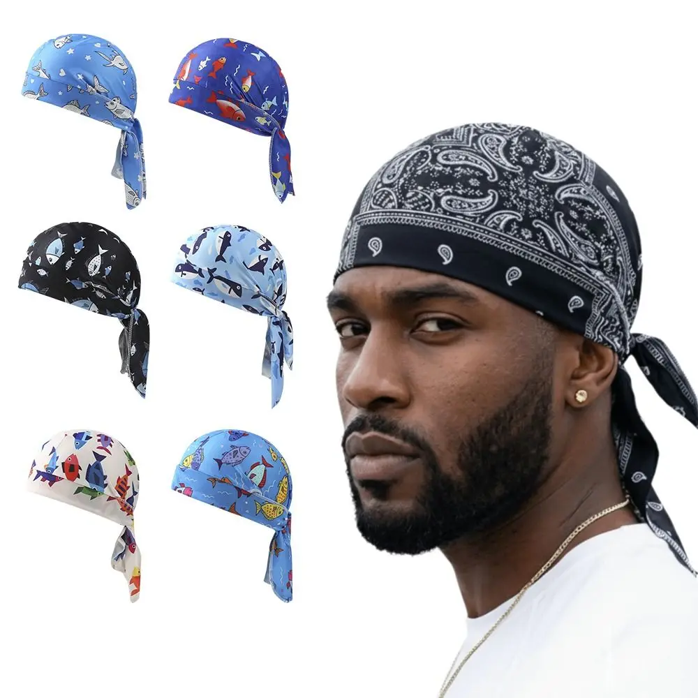 Lightweight Paisley Print Hijab Caps Breathable Quick Dry Bandana Headscarf Comfortable Adjustable Bandana Hat Running