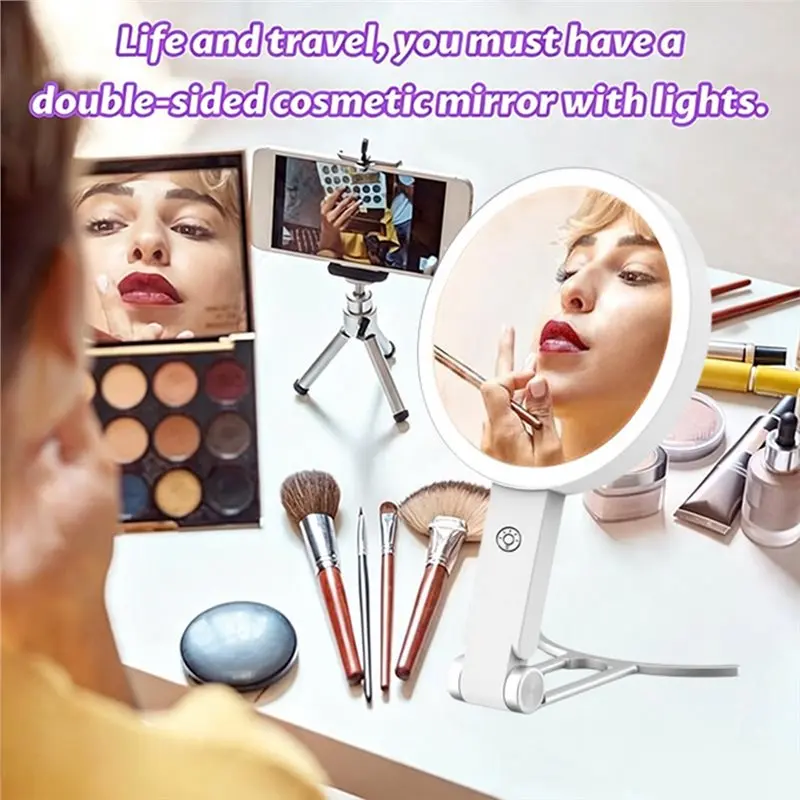 WORTHOWN-30X Magnifying Makeup Mirros 3 Color Lights Magnifying Handheld Mirror For Detailed Skincare Eyebrow Grooming