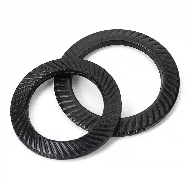 M2.5 M3 M4 M5 M6 M8 M10 M12 M14 M16 M18 M20 M25~M36 Black Carbon Steel Knurled Elastic Gasket Double-sided Knurled Lock Washer