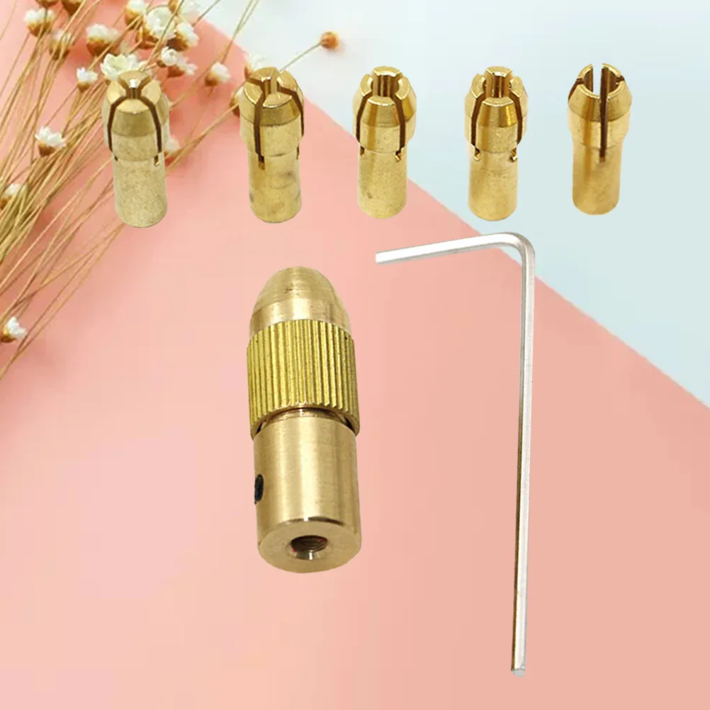 

7Pcs Micro Self-Tightening Brass Drill Clamp Set Electric Drill Clamps Rotary Tool Collets Wood ABS Board Punching Tool