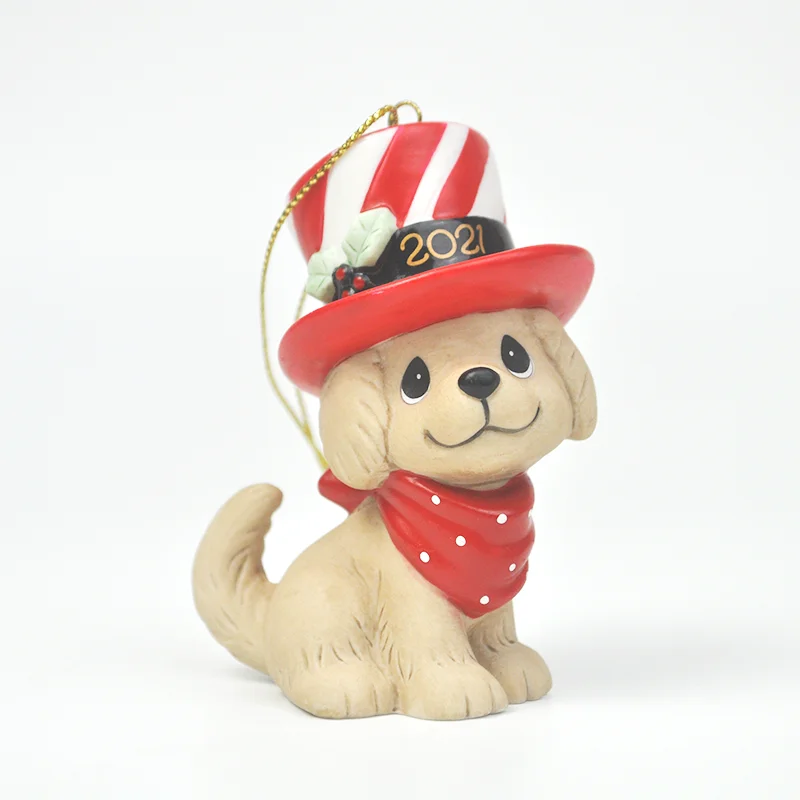Precious Moments Merry Christmas Cute Dog Figurine For  Home Decorations Christmas Tree Pendants Home Tabletop Ornaments