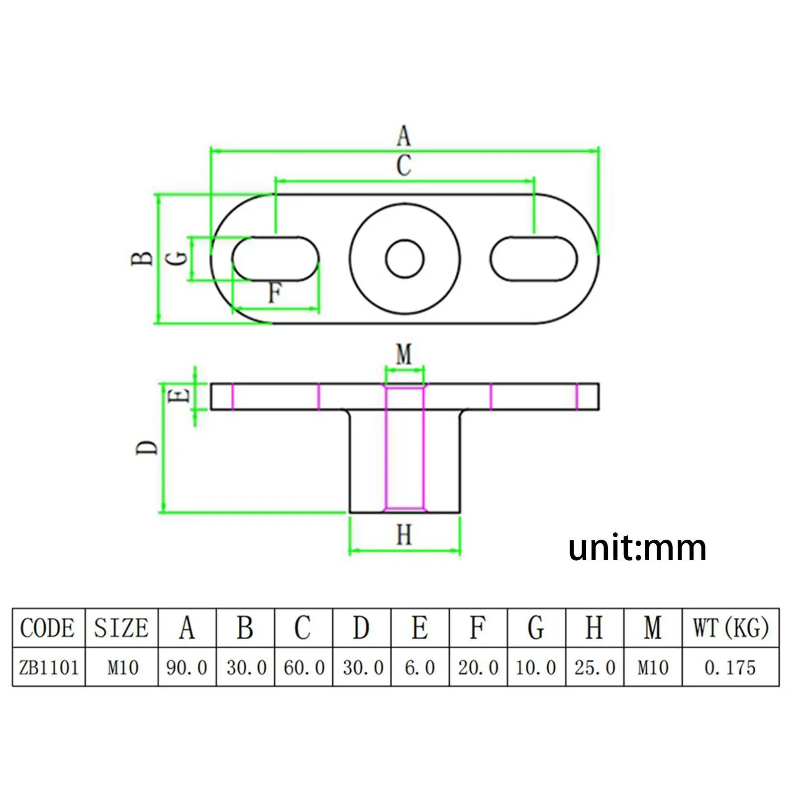 M10 RV Gasveerbasis RV Hydraulische Pneumatische Pad Roestvrij Staal