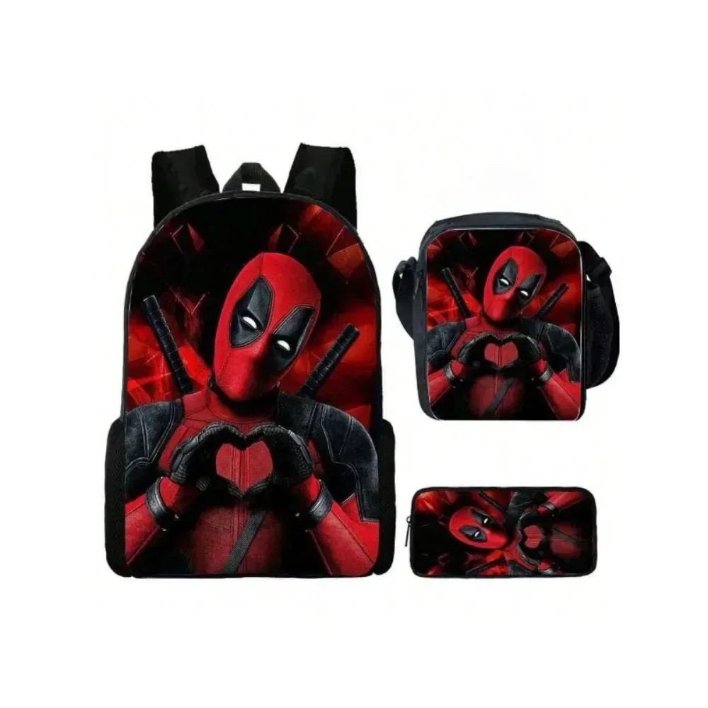 

New Fashion 3PC Disney D-Deadpools Superhero Fashion Cute School Bag Three-piece Set The Best Gift for Boys and Girls