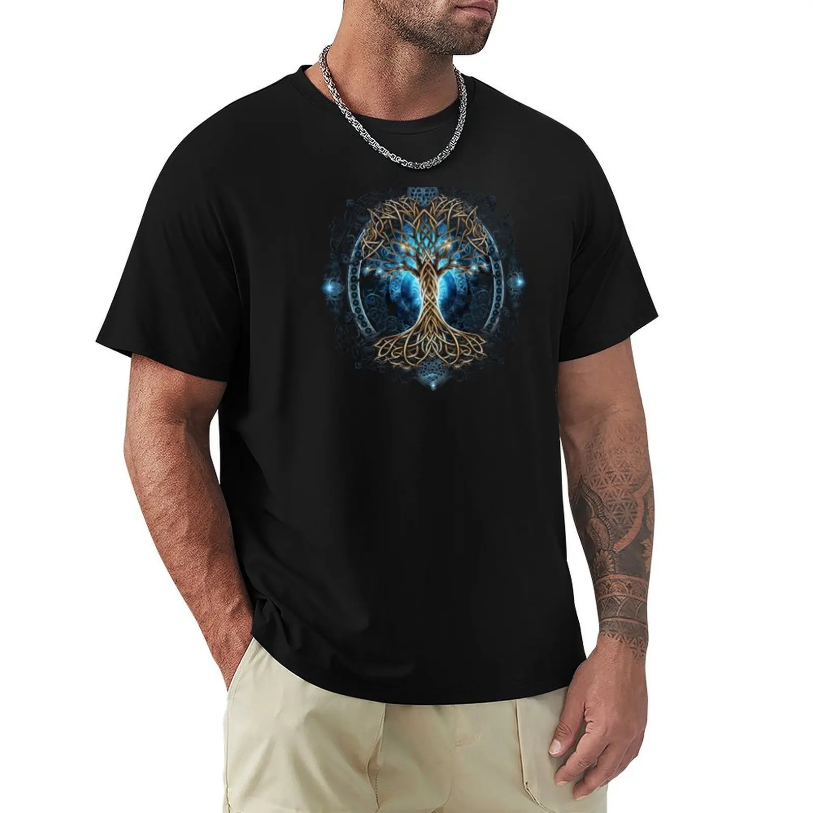 

Celtic Cross Yggdrasil Black Unique Design Life Tree T-Shirt baggy shirts customizeds summer tops mens graphic t-shirts anime