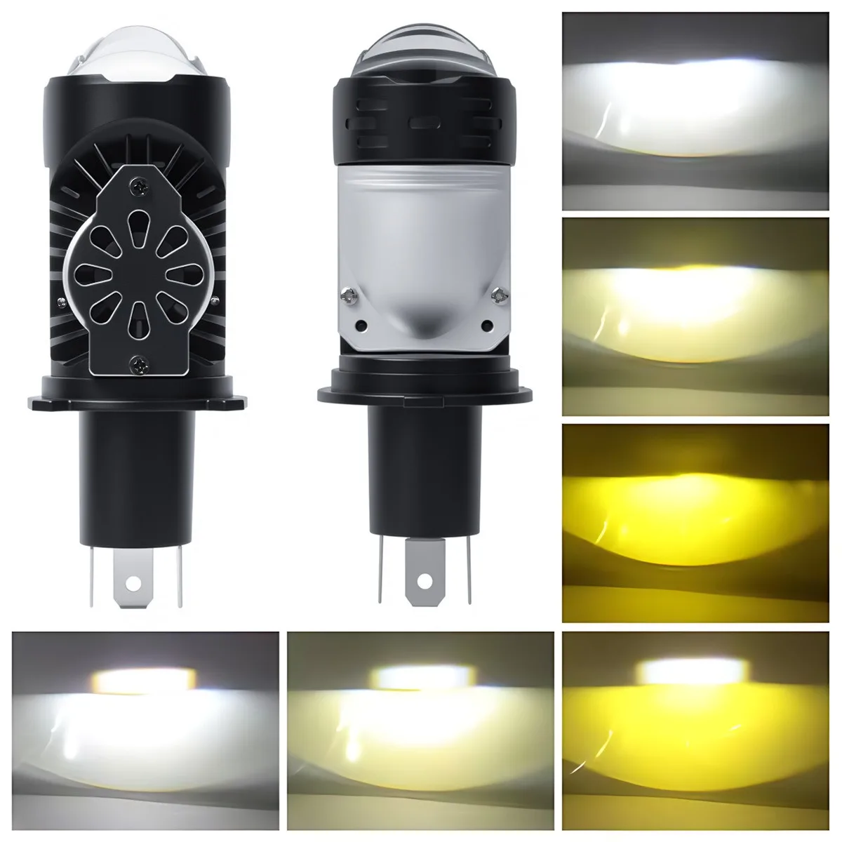 

H4 Bi LED Projector Lens Headlight Bulbs Hi Lo Beam 12V 50W 3000K 6000K with Strobe for 99% Cars