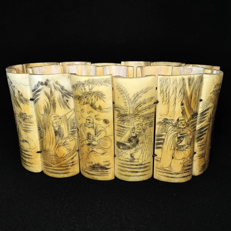 YIZHU CULTUER ART Size 11.3×4.5×0.6cm A set of 18 pieces Hand-carved Eighteen Arhats Buddha Table Decoration