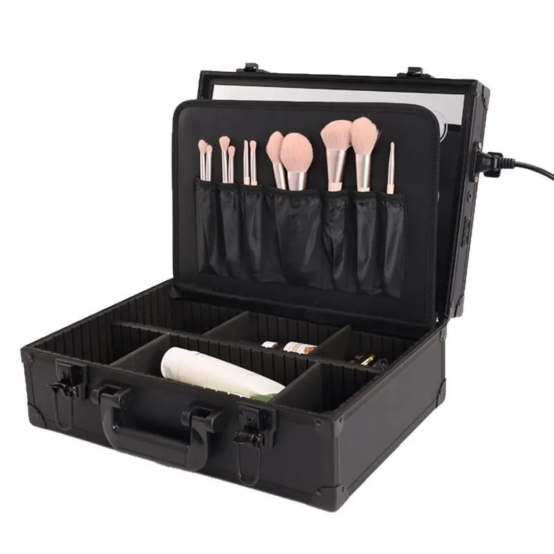 

Lamp cosmetic bag with mirror portable convenient storage toolbox