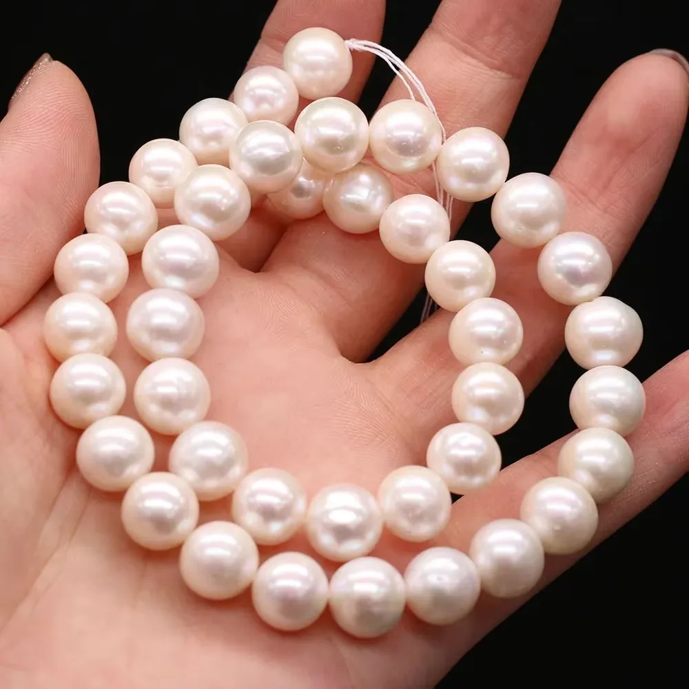 Grade AAA High-quality Pearl Beads 100% Natural Freshwater White Round 10-11mm Bead Jewelry Making DIY Necklace Earring 36CM