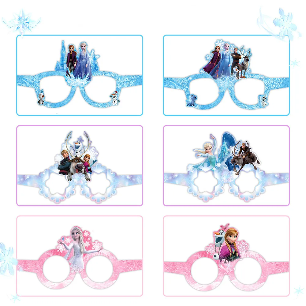 12Pcs Frozen Anna Paper Party Glasses Elsa Olaf Birthday Decoration Birthday Masks Party Favors Photo Booth Props Gfits Favor