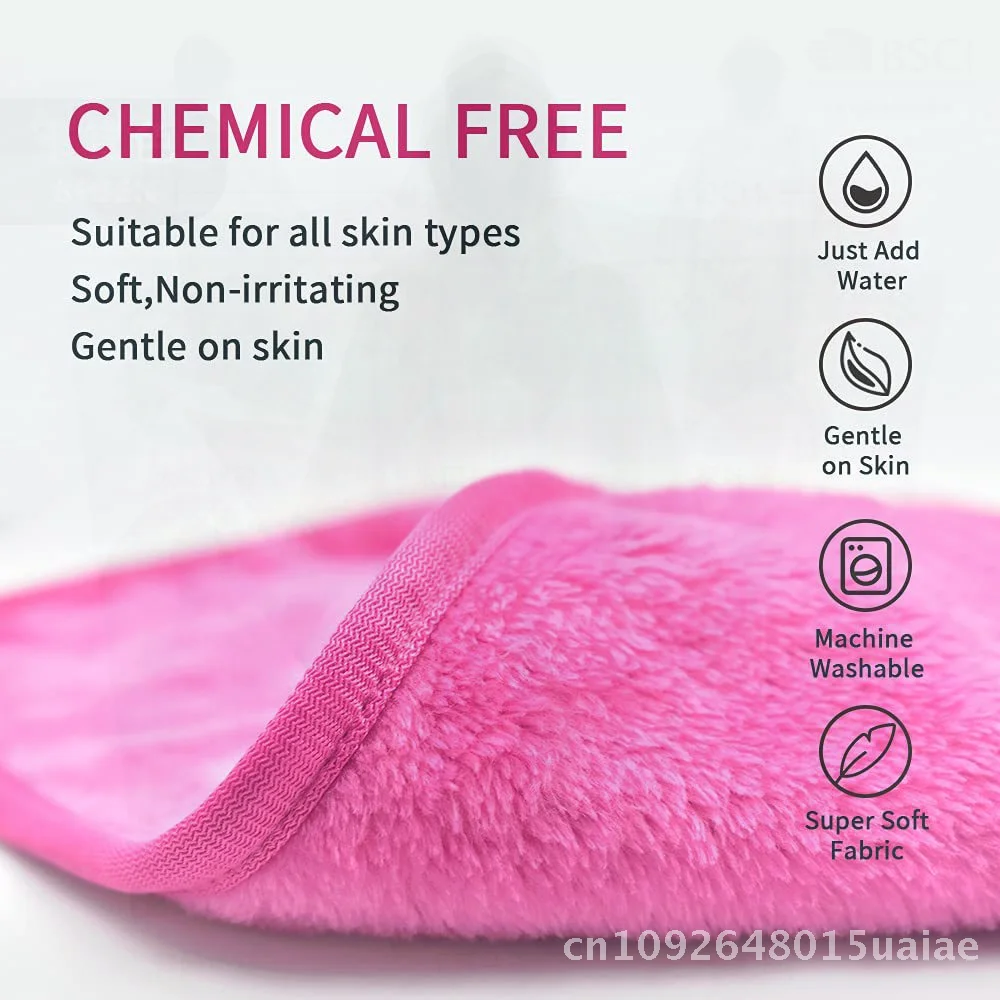 منشفة مزيل المكياج من الفلانيل الناعمة المصنوعة من الألياف الدقيقة، حافة خالية من الوبر، مريحة من البوليستر للجنسين، عبوة واحدة، خيارات متعددة الألوان