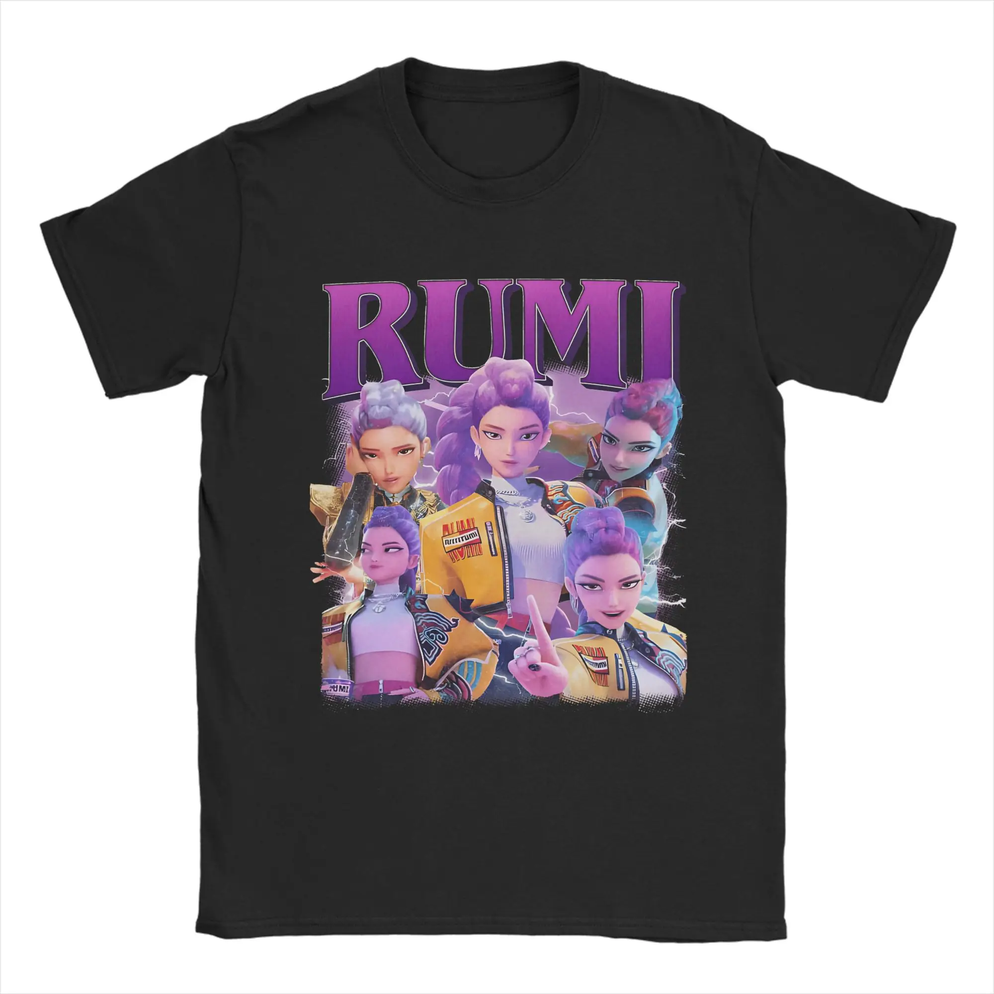 

Мужская футболка Kpop Huntrix Girl Retro Movie, новинка, футболка из чистого хлопка, футболки с короткими рукавами, одежда с круглым вырезом, 4XL, 5XL, 6XL