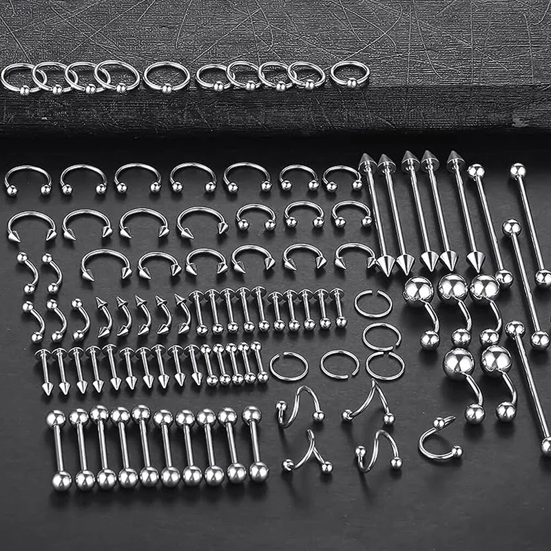 6/8/10/12mm Nose Ear Belly Lip Tongue Ring Earrings Captive Bead Eyebrow Bar Women Men Stainless Steel Body Piercing Jewelry