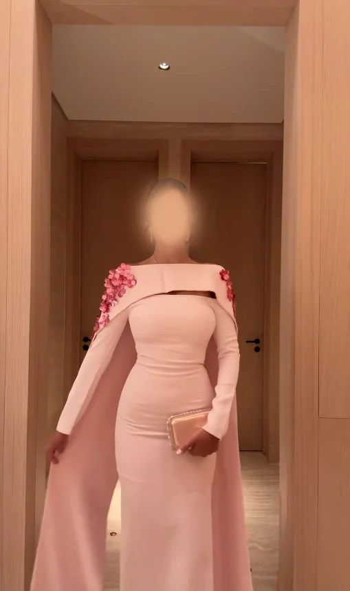 

Dubai Elegant Vintage Customize Pink Formal Occasion Prom Dresses Flower Applique Evening Party Gowns فستان مناسبات