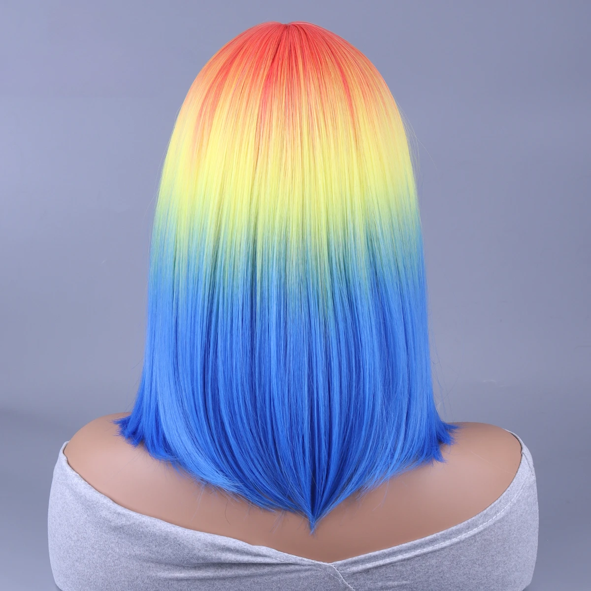 wig short straight hair multi-color gradient fashion female air fringe breathable whole head cover