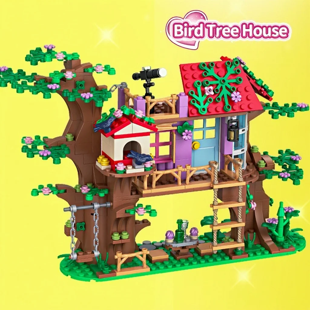 462 pezzi uccello albero casa blocchi di costruzione modello desktop creativo architettura 3D stile MOC giocattolo educativo ragazze adulti regalo