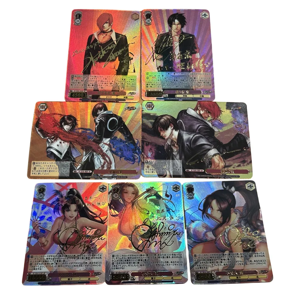 DIY THEKINGO FFIGHTERS Iori Yagami Kyo Kusanagi Mai Shiranui Gold Sign Flash Card Anime Peripheral Game Collection Card Holiday