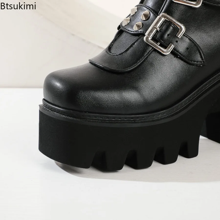 Autumn and Winter Women Boots Ladies Cosplay High Boots Comfort Long Tube Leather Boots Platform Wedges Women Shoes Gothic Style