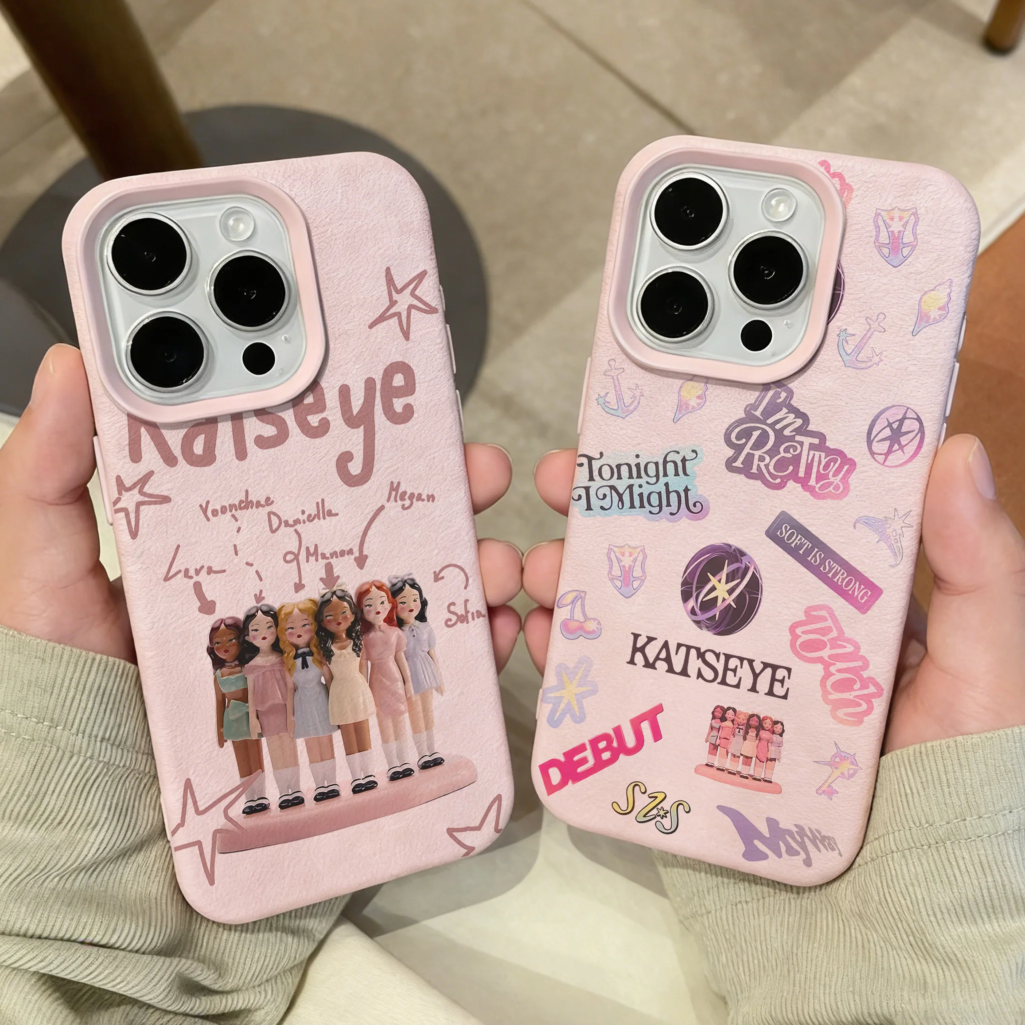 Чехол для телефона KPOP KATSEYES с узором из кожи личи для Samsung S26 S25 S24 S23 S22 S21 S20 S10 Plus FE Ultra 4G 5G, противоударный чехол