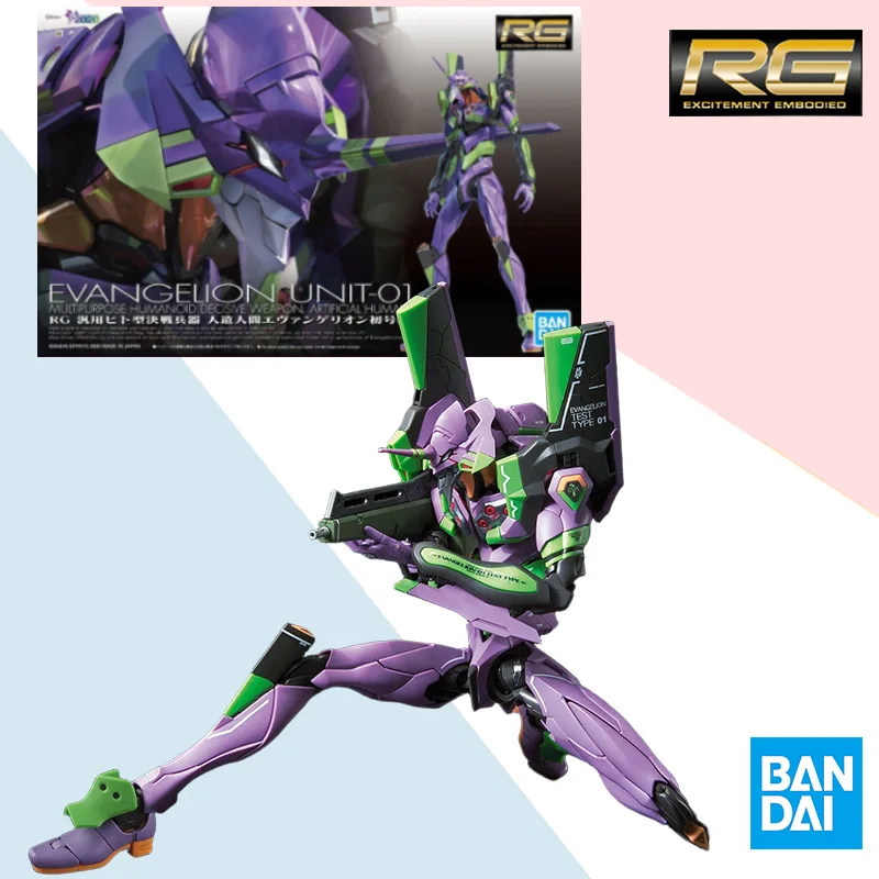 

Bandai original RG EVANGELION UNIT-01 anime movable assembly doll model set ornaments collection toy birthday surprise gift