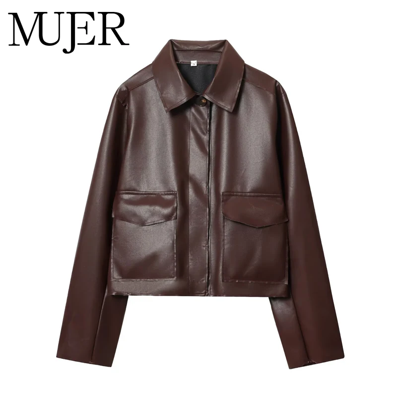 

MUJER укороченная куртка из искусственной кожи, женские бомберы, демисезонные куртки для женщин, модная верхняя одежда, новые пальто и куртки для женщин