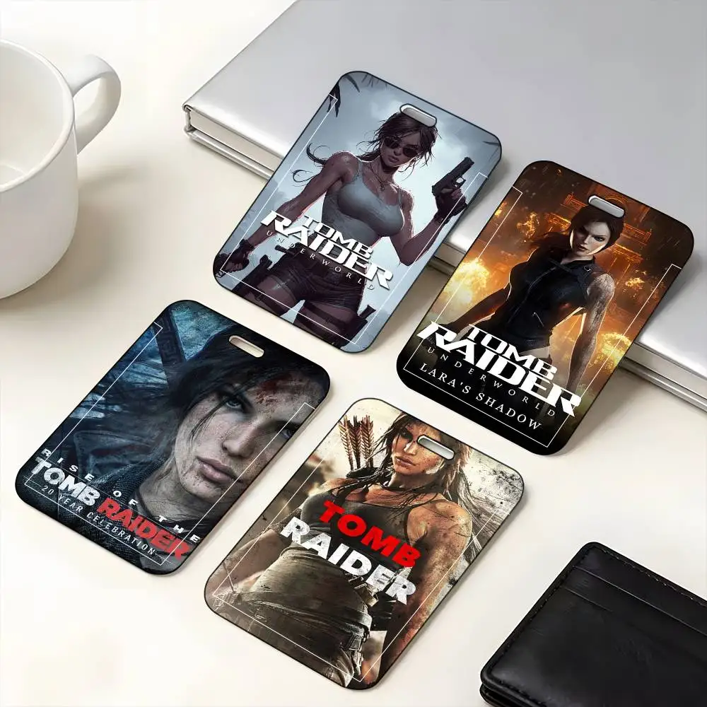 1 unidade Capa Protetora para Cartão de Identificação, Cartão Escolar, Cartão de Acesso, Cartão de Ônibus e Cartão de Refeição, com Design de Anime T-Tomb Raider, de Fácil Inserção