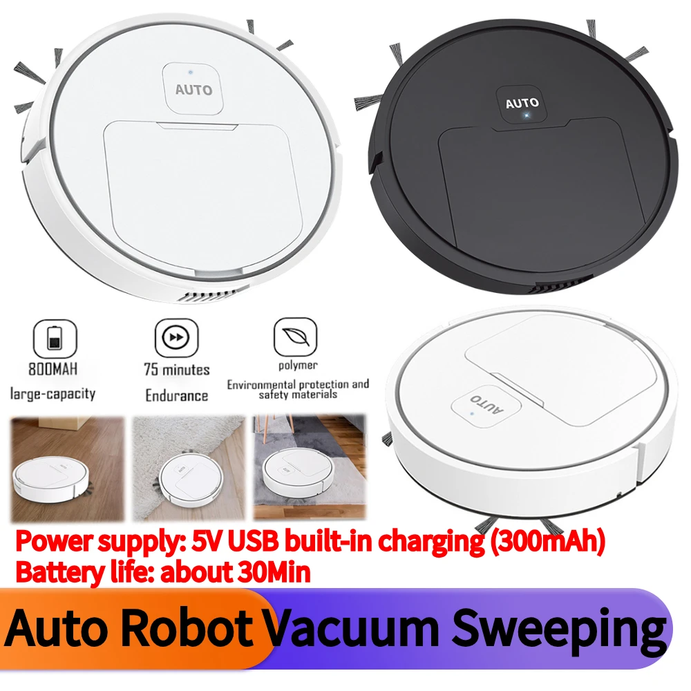 Automatische Reinigungs-Kehrmaschine, USB wiederaufladbar, leiser Reinigungs-Kehrroboter, 1000 Pa Saugkraft für Tierhaare, Teppiche und Böden