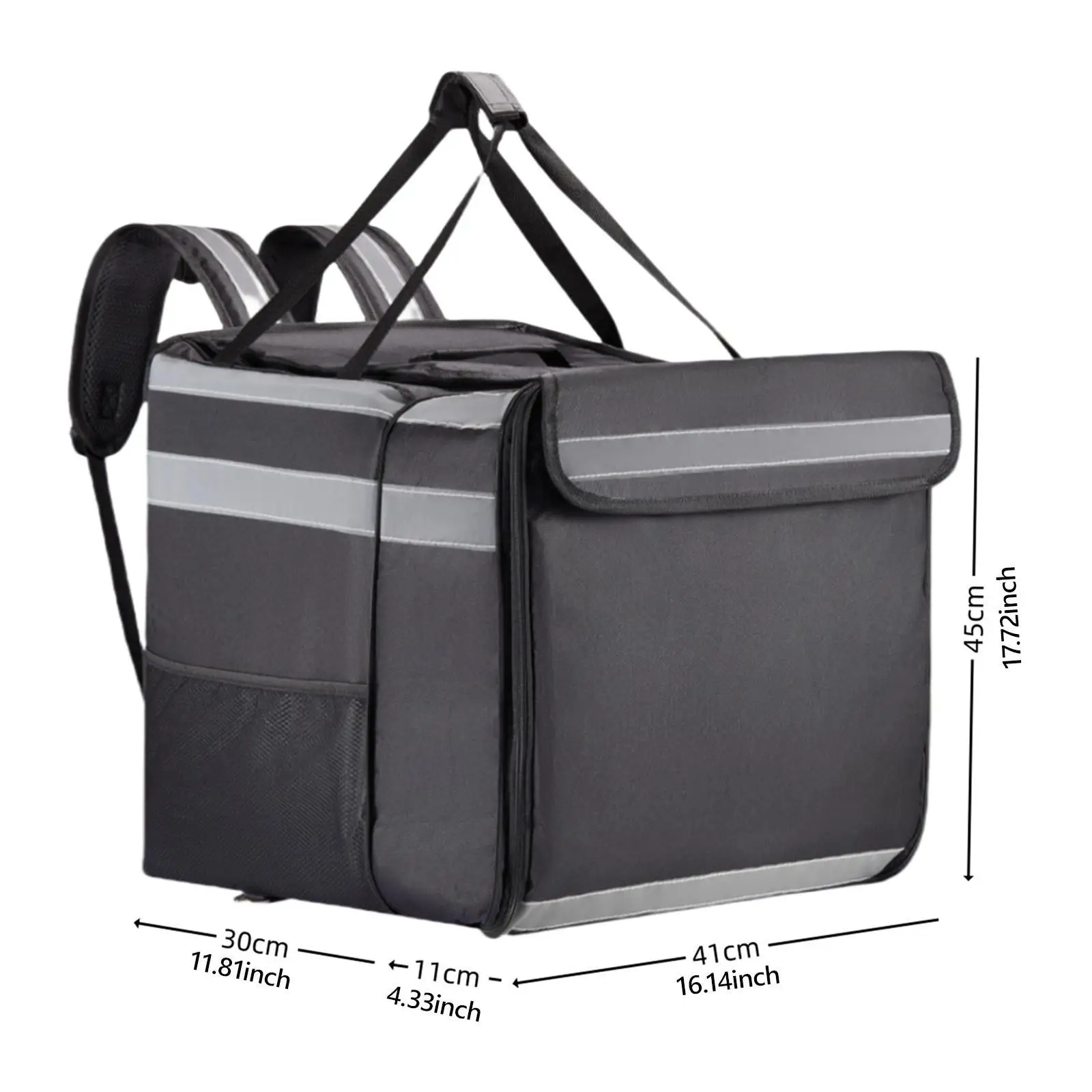 Oxford Cloth Pizza Backpack Expandable Insulated Delivery Bag with Double Shoulder Straps for Catering