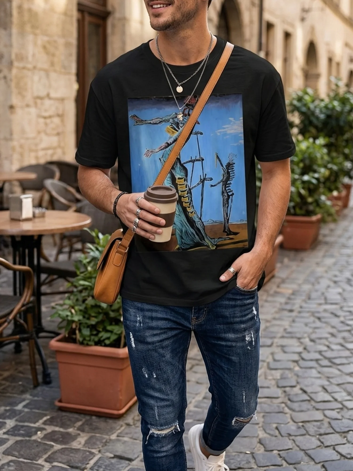 Famous Painting Illustration T-Shirt Vintage Perfect for Home Outdoor Work Gifting All Size Unisex