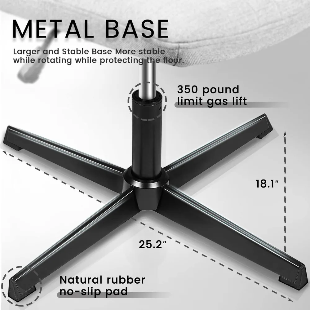 Criss Cross Schreibtischs tuhl ohne Räder, Stoff gepolsterter arm loser breiter Sitz 120 ° Schaukel mit ergonomischer Computer aufgabe