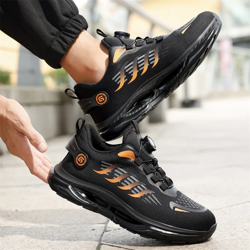 Bottoni rotanti Scarpe antinfortunistiche da lavoro per uomo Scarpe con punta in acciaio Scarpe da ginnastica da lavoro da uomo antiforatura Stivali protettivi leggeri