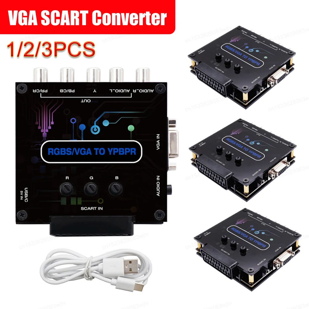 RGBS To Color Difference Component Converter Game Console RGBS VGA SCART TO YPBPR Color Difference Converter Video Adapter