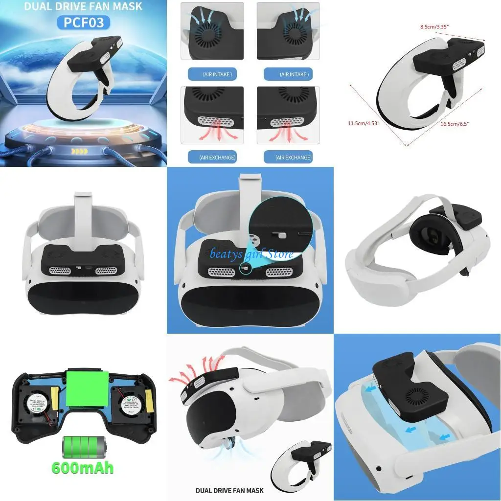 

C7AB Air Circulation Fan Cooler Soft Cushion for Pico 4 Headset