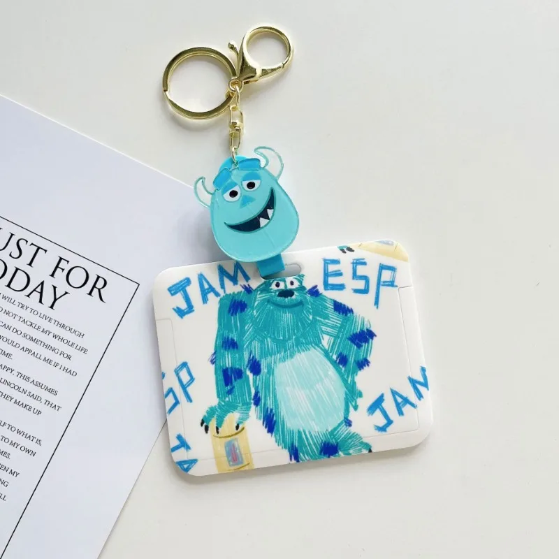 Hot Disney Cartoon Monsters Inc Keychain Cute Dumbo Mr.Q Key Chain Student ID Bus Card Protector Backpack Pendant Birthday Gift