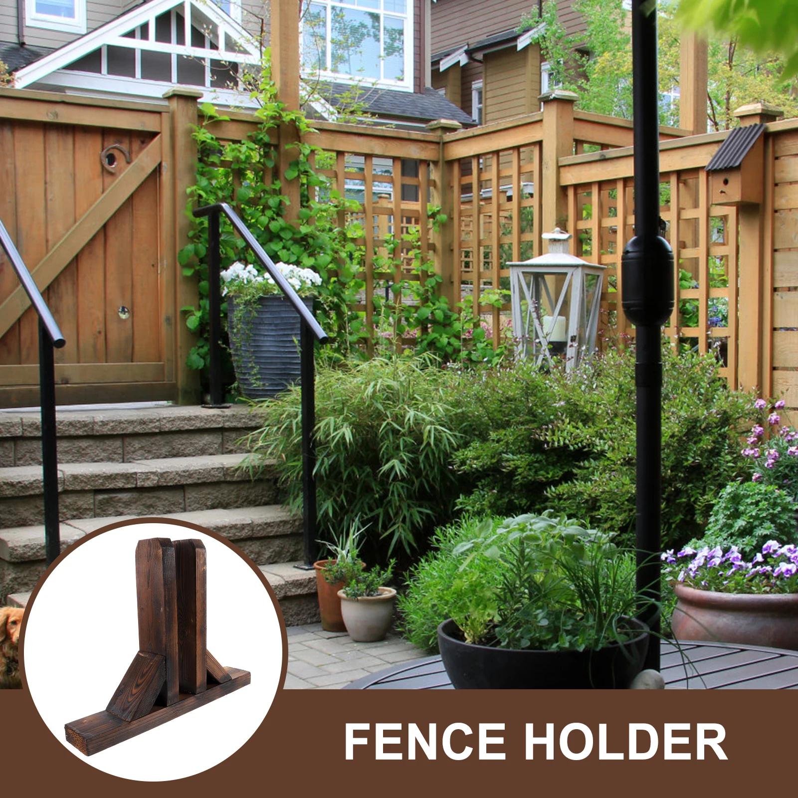 

Solid Wood Fence Yard Supplies Base Supporting Small Fences Holder Indoor Garden Decor Sturdy Reliable Long Use Easy Install