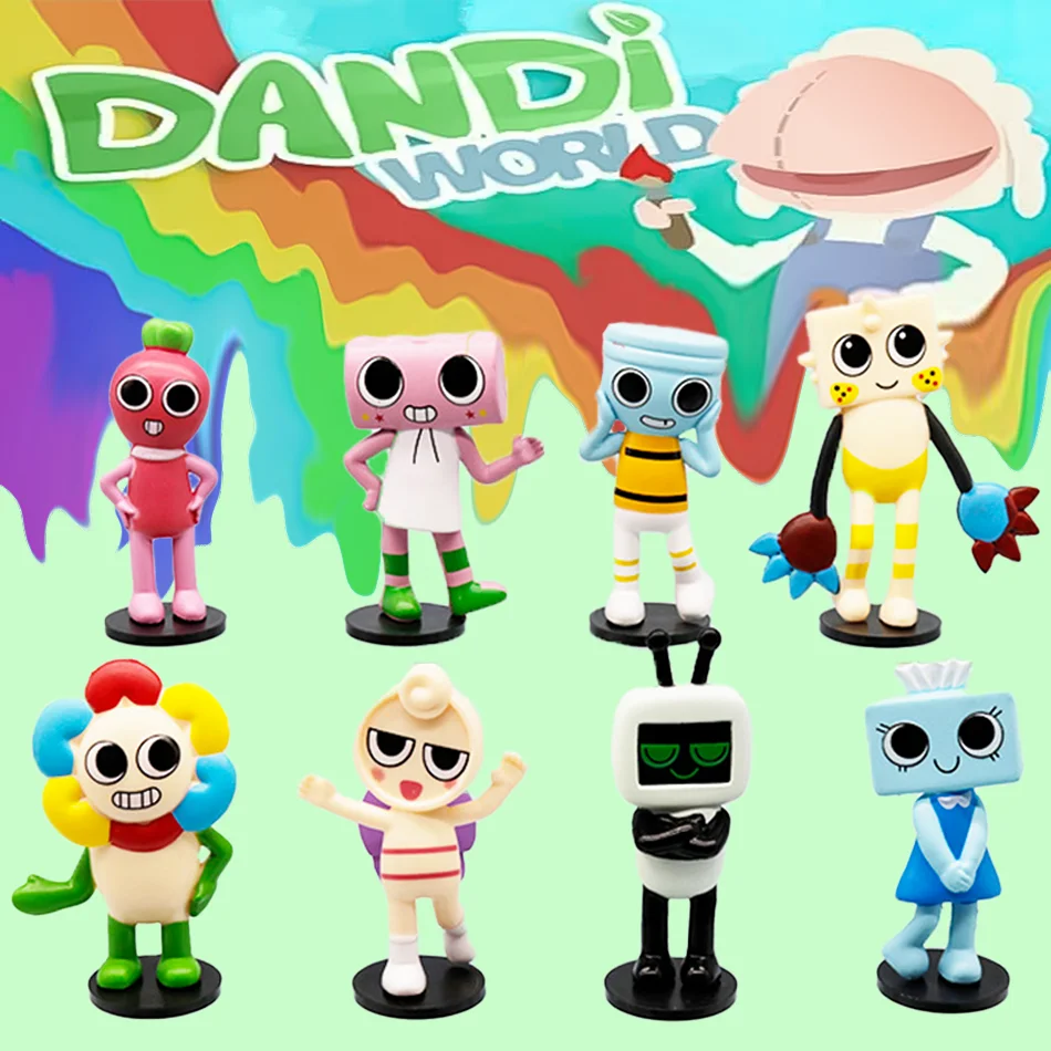 8 Pçs/set Dandy's World PVC Action Figure Toy Dos Desenhos Animados Dandy World Horror Jogo Modelo Boneca Estatuetas Crianças Pr