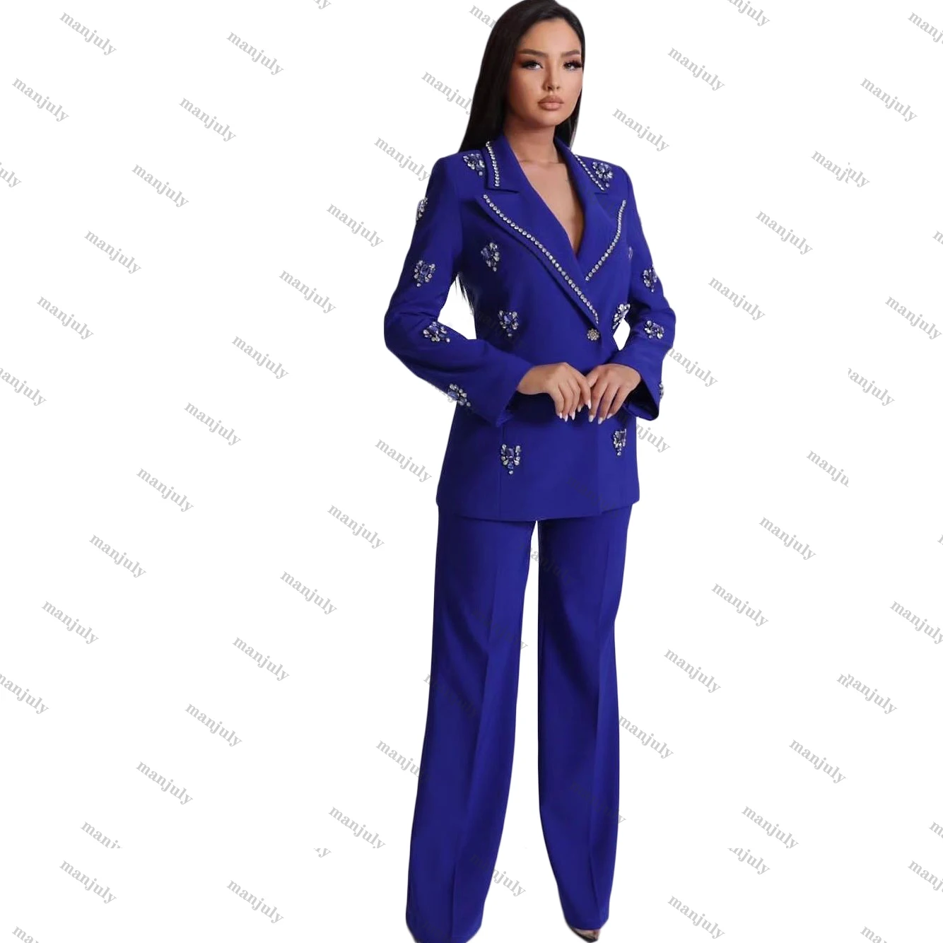 Imagem -04 - Blazer de Cristal Feminino Lapela Casual Jaqueta de um Botão com Miçangas Baile e Celebridades Ternos Personalizados Moda Pcs