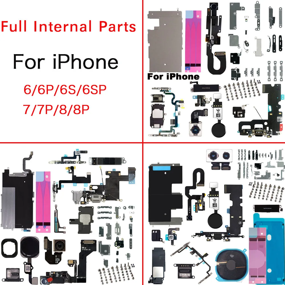 Full Internal Parts For iPhone 6 6P 6S 7 8 Plus Home Button Rear Front Camera Power Volume Charging Flex Cable Loud Speaker