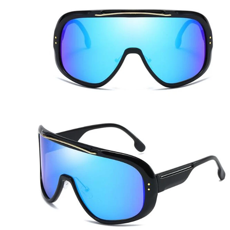 2024 big frame sunglasses women One-piece lens big face thin sunshade mirror Outdoor riding wind and dustproof glasses