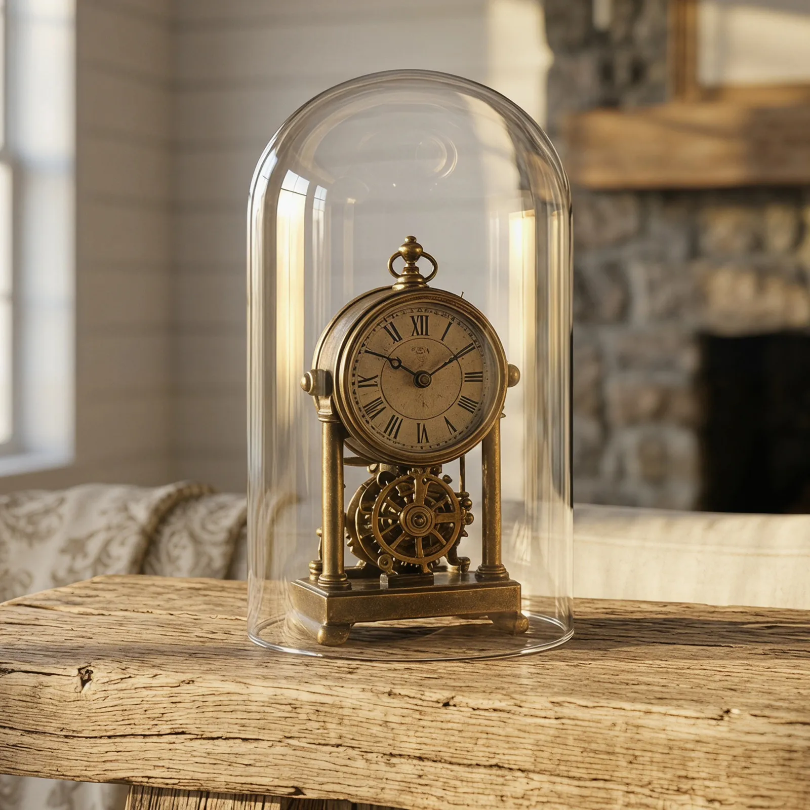 Mechanical Clock Glass Dome Mantel Clock Clear 8.7x4.3 Inch Bell Cloche Dustproof Display Case for Clocks