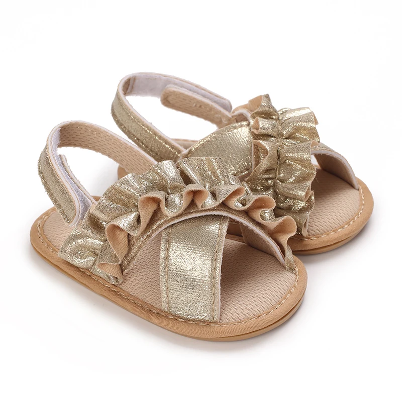 0-1Year Baby Cute Preschool Summer Sandals Gold Princess Casual Soft Rubber Sole Anti slip Single Shoes Girl's Boy Walking Shoes