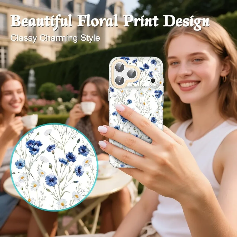 متوافق مع حافظة iPhone 17 Pro Flowers مقاس 6.3 بوصة، تصميم بناتي شفاف لطيف وجميل للنساء والفتيات الأنيقات #6