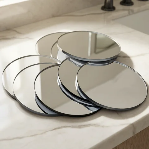 10pcs Diameters of 5/8/12cm, Silver Thickened Acrylic Mirror Wall Stickers Round Decorative Mirror DIY Makeup Mirror