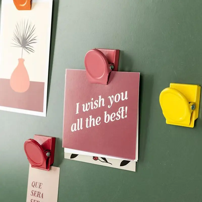 2pcs Magnetic Clip Office Refrigerator Multifunctional Folder Organizer Refrigerator Sticker Note Holder Storage Organizer