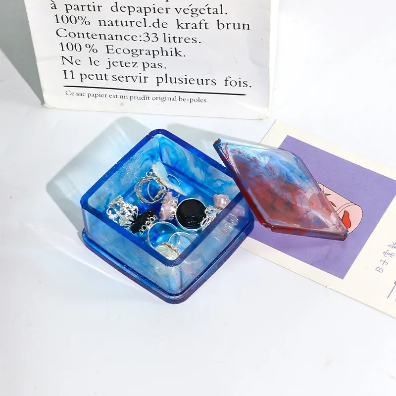 

DIY шестиугольная коробка для хранения, силиконовая форма, шкатулка для ювелирных изделий, контейнер, зеркальный кристалл, УФ-эпоксидная смола, подарочная коробка, изготовление инструментов