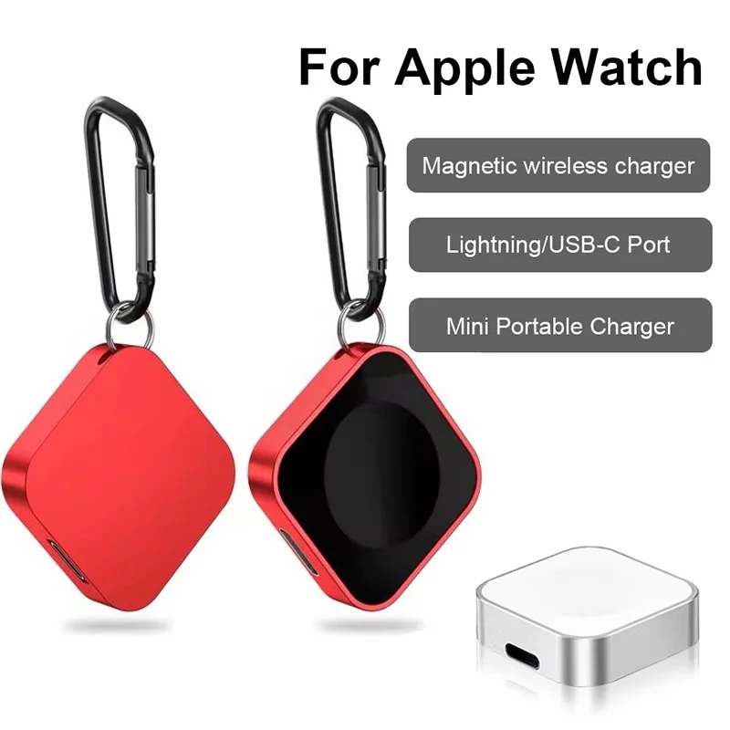 Portable Wireless Charger Type C 8Pin Two interfaces For Apple Watch 10 9 8 7 6 5 4 3 2 1 Ultra 2 1 Series Magnetic Fast Charger