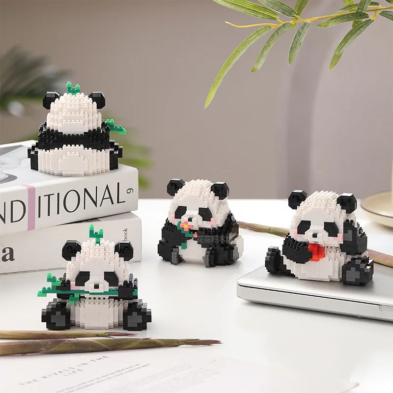 Yaratıcı çin Panda Mini blok montaj tuğla oyuncaklar çocuklar için kız 8 ila 14 yaşındaki hediye yapı taşları yetişkinler için Set hediyeler